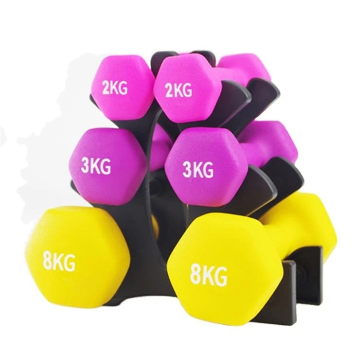 CHOOYOU Colored Neoprene Coated Dumbbell Set With Stand